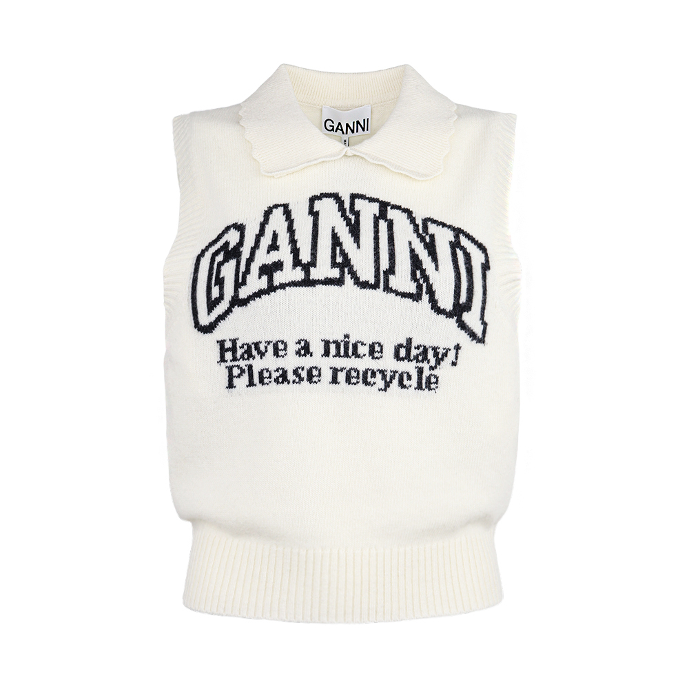 가니 여성 카라넥 로고 울 니트 베스트 K2463 135