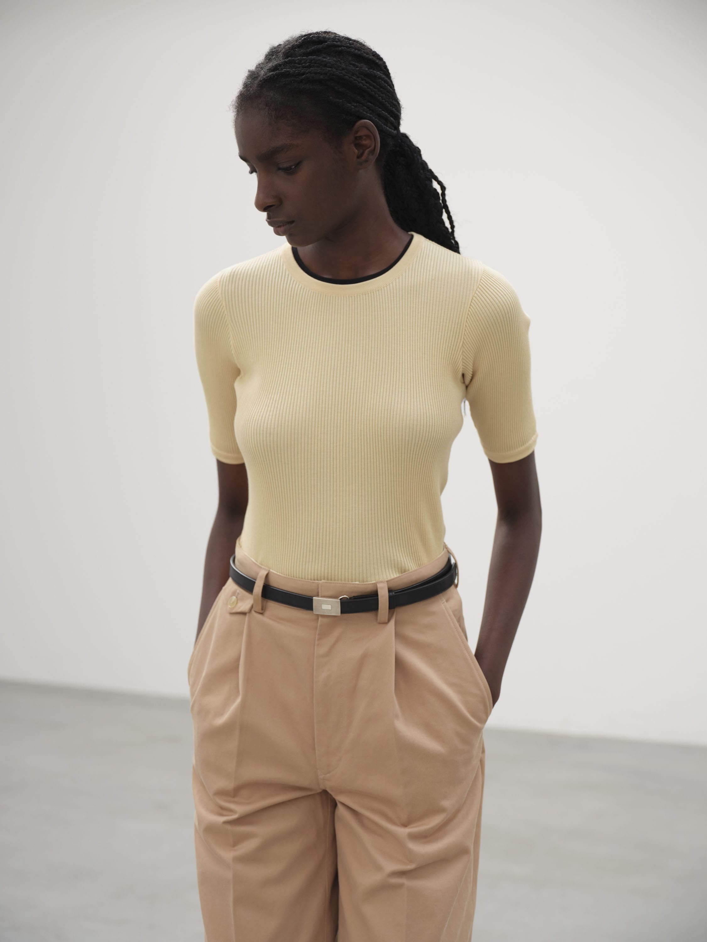 기자 면 립 니트 이미지 1