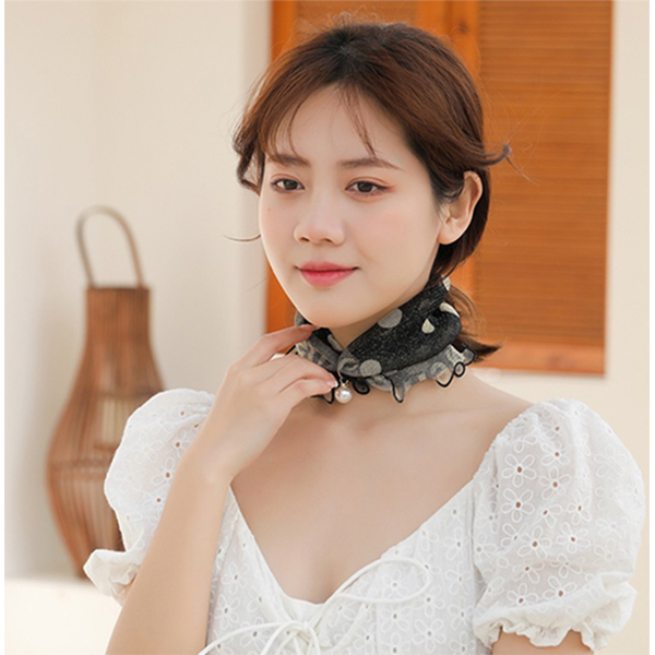 [1+1] 목주름 커버 스카프 쉬폰 진주 미니 쁘띠 목가림 간절기 - 상세 이미지 4