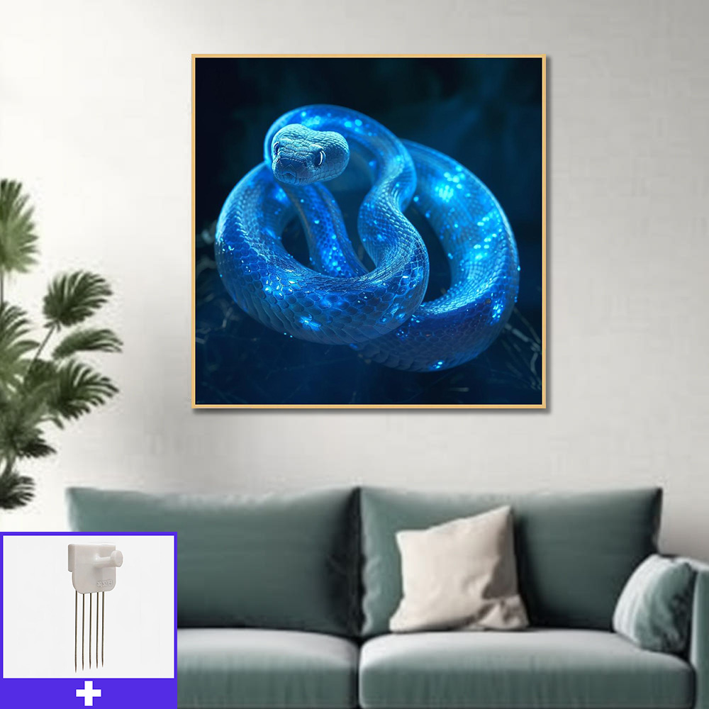 청아한 뱀 80x80cm 무광골드 알루미늄액자 뱀그림 - 메인 이미지