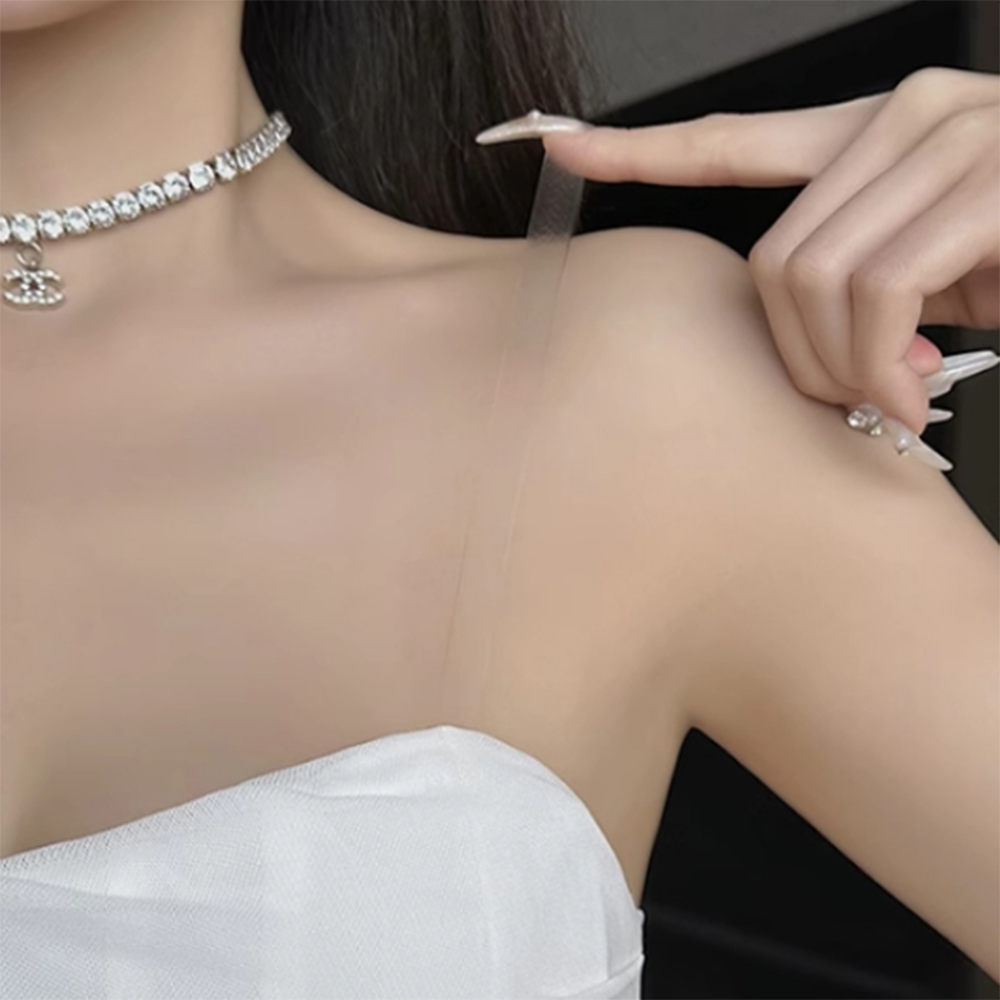 투명 브라끈 브레지어 끈 오프숄더 브라 어깨 누드 실 얇은 고정 패션 드레스 고급 재질 - 상품 이미지
