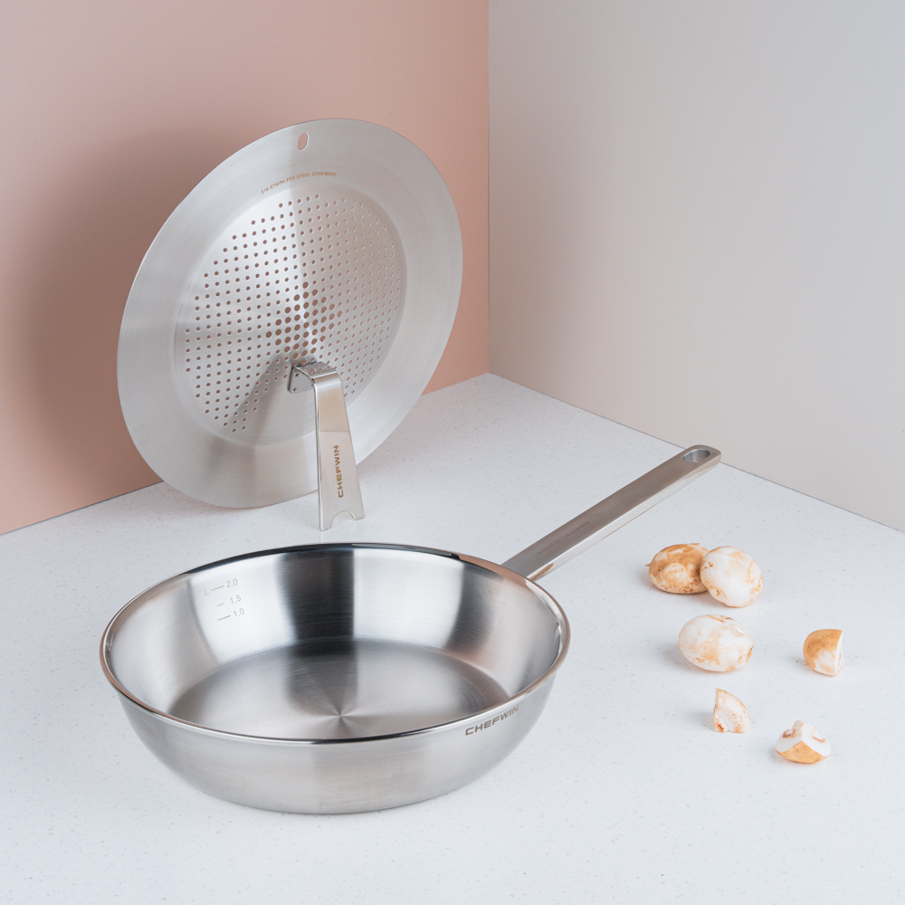 [N단독구성]쉐프윈 316 통5중 스텐 26cm 소테 후라이팬+316STS 멀티커버