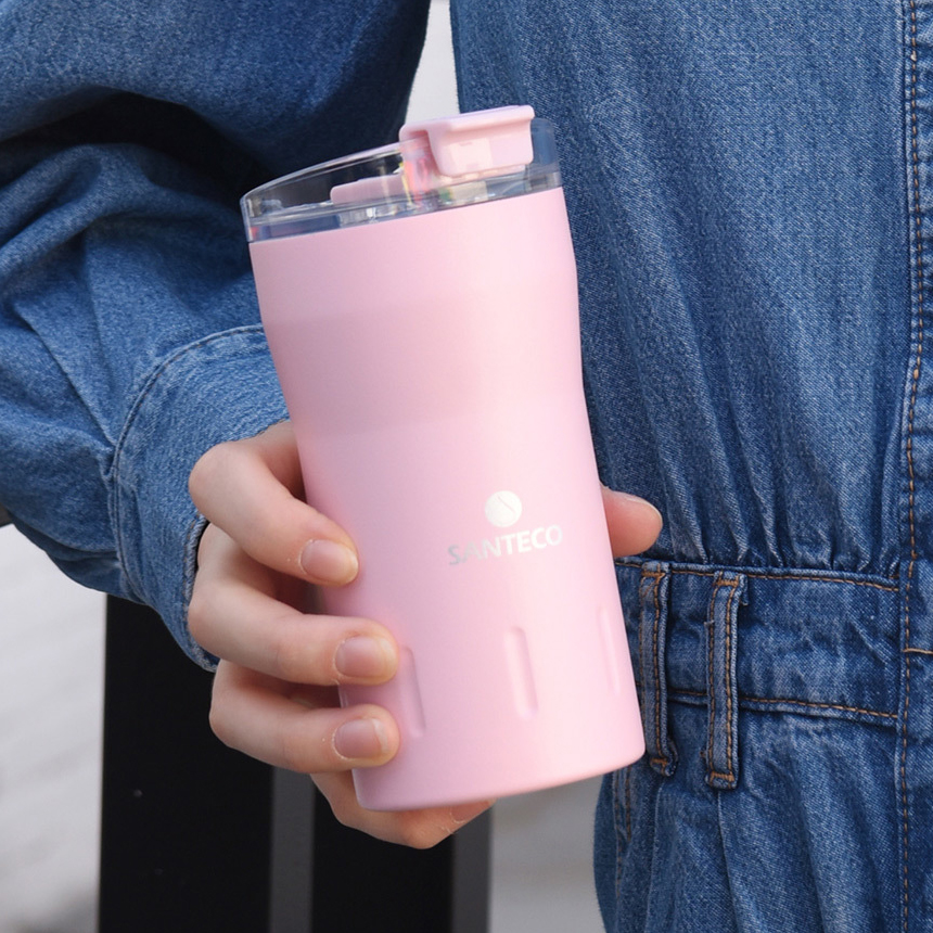 이중진공 텀블러 산테코 카리바 보온보냉 스텐 머그컵 350ml, 핑크 - 상품 이미지