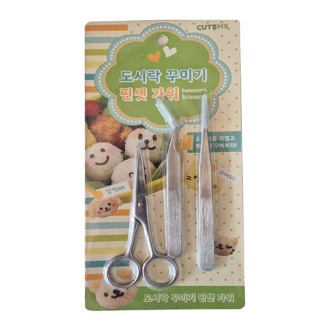 도시락꾸미기 핀셋 가위세트 데코툴 케익 장식 데코레이션 다용도 데코족집게 베이킹 - 상품 이미지