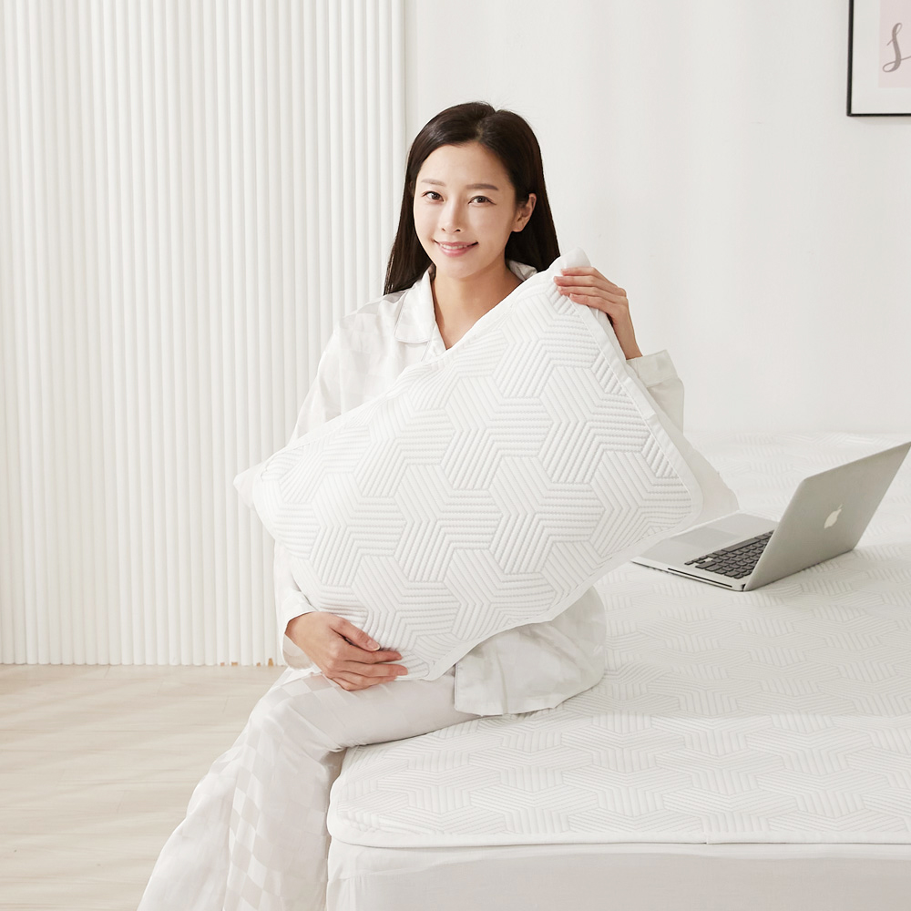 국산 항균 쿨 듀라론 냉감 베개 커버 밴딩 화이트, 소형 40X60 1P