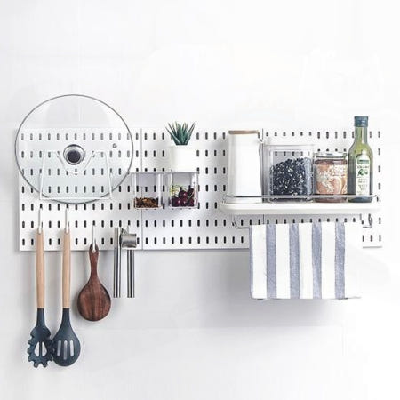 타공판 선반 걸이 주방 벽면 정리함 수납 공간 활용 깔끔한