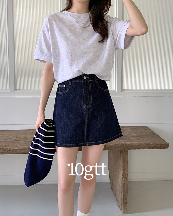 [자체제작] 오버핏 무지 반팔 크롭 맨투맨 티셔츠 봄 여름 TS023