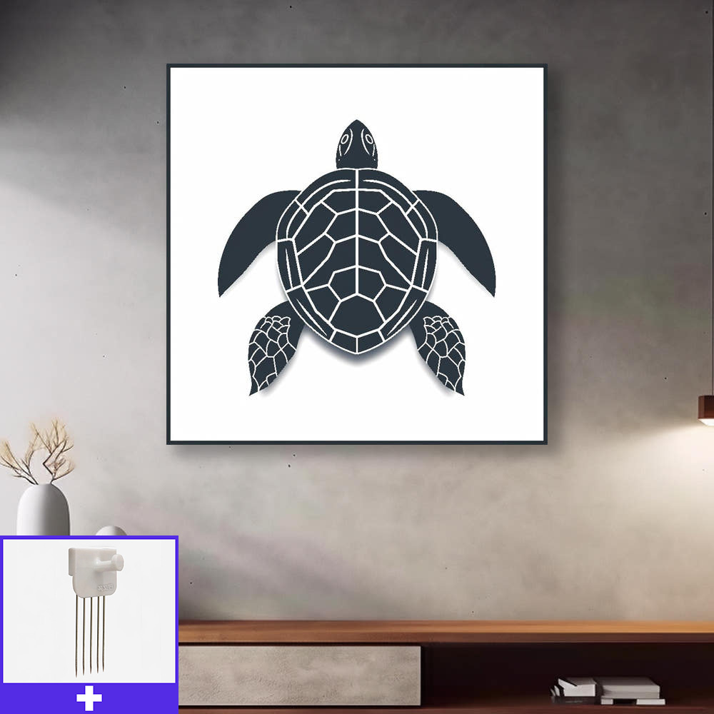 평화 거북이 80x80cm 무광블랙 알루미늄액자 거북이그림 - 메인 이미지