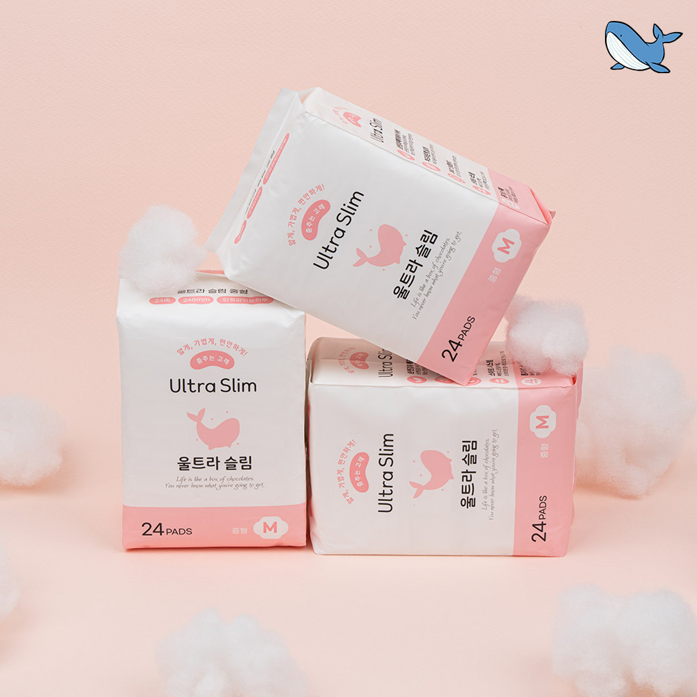 춤추는고래 대용량 생리대 중형 24P x 5팩 /120매 이미지 4