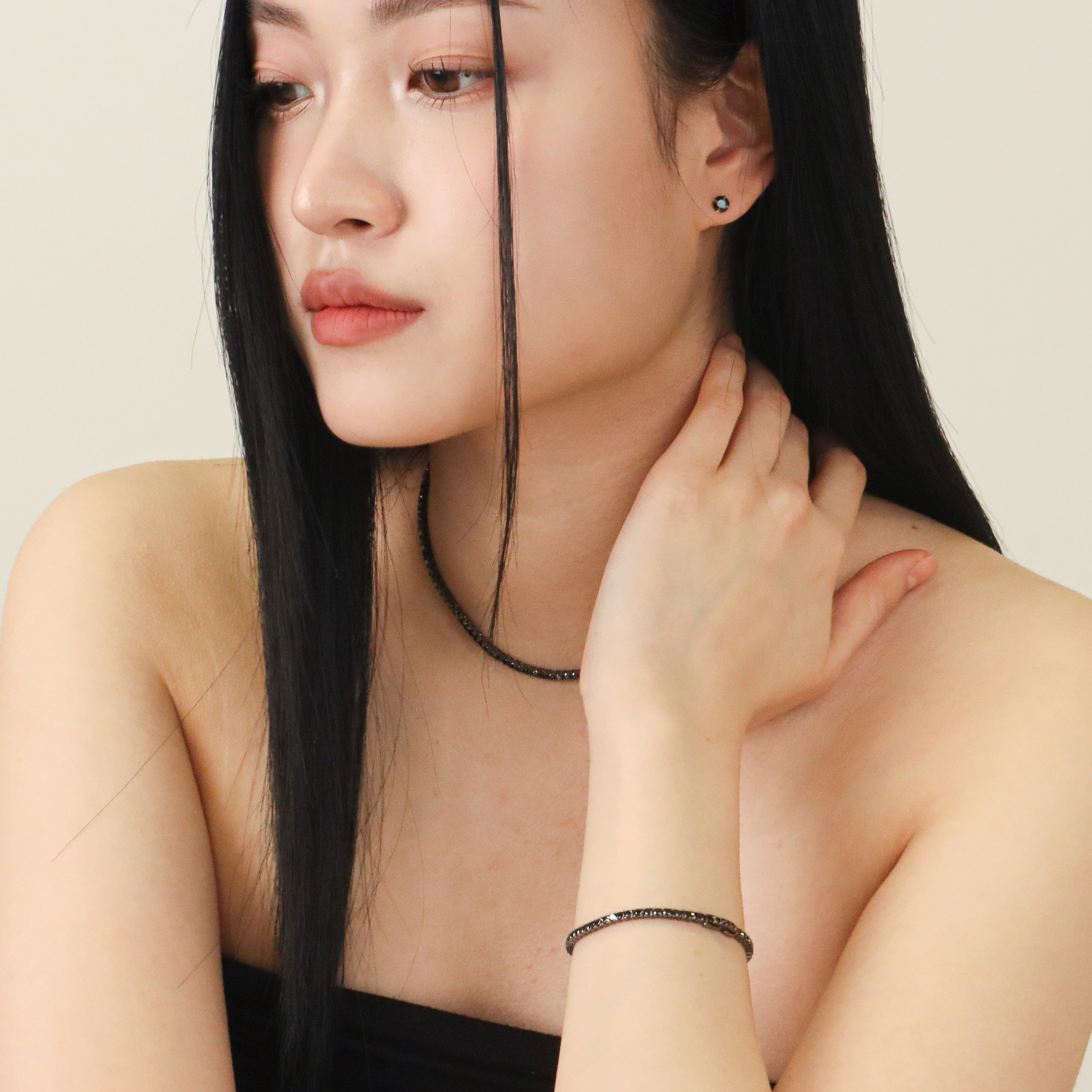 블랙 라운드 큐빅 테니스팔찌 2.5mm - 상세 이미지 4