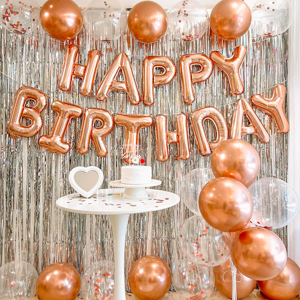 생일 파티 용품 풍선 세트 홈파티 축하 이벤트 로즈골드
