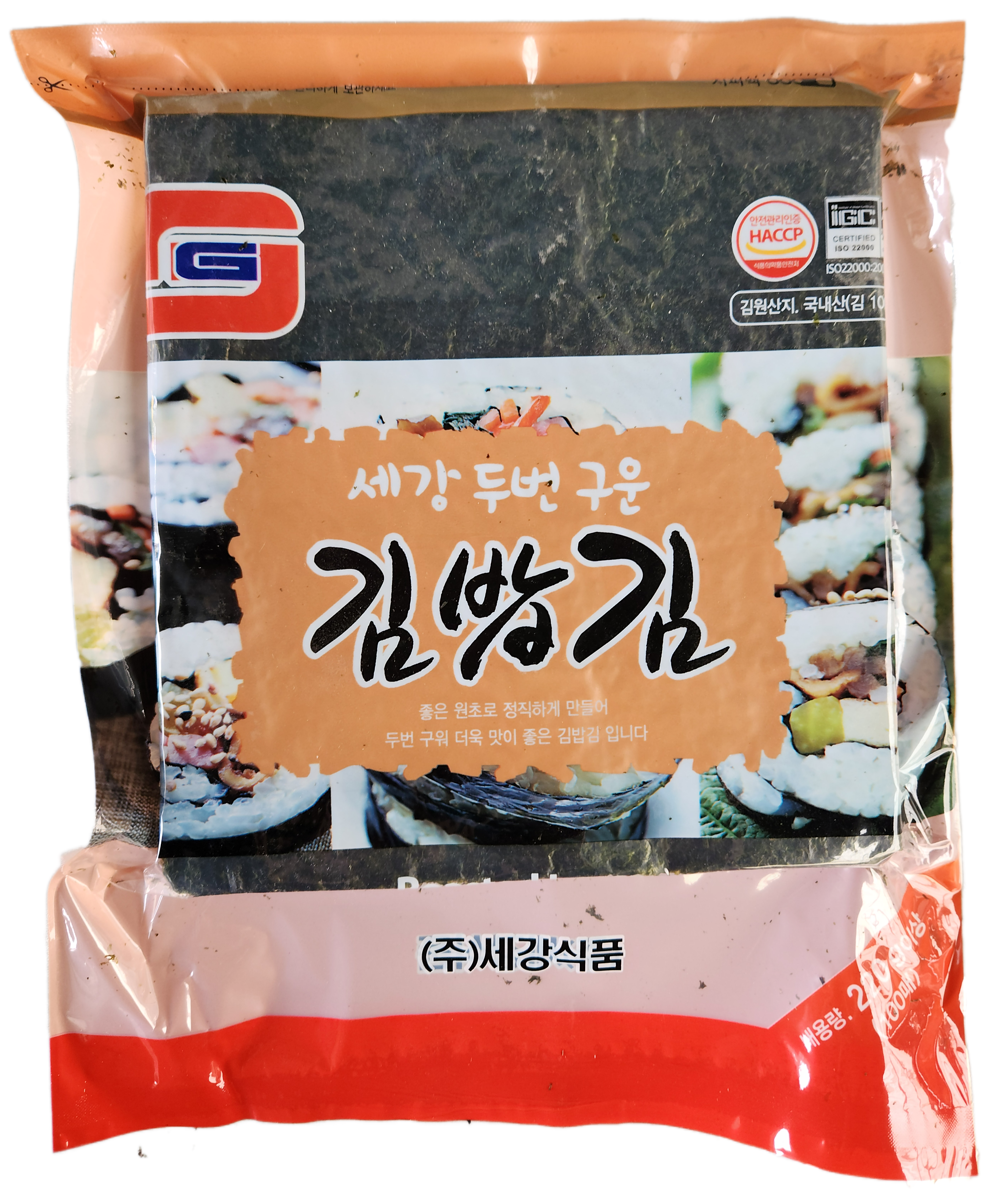 세강식품 두번구운김밥김100매 구멍없는 찰김 가정 식당 업소 도매가 220g, 1개 - 상품 이미지