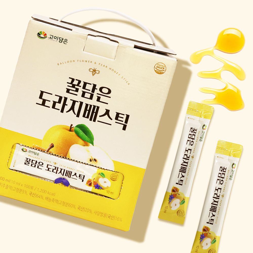 국내산 꿀담은 배도라지 스틱 100포 환절기 건강 배도라지청 - 상품 이미지