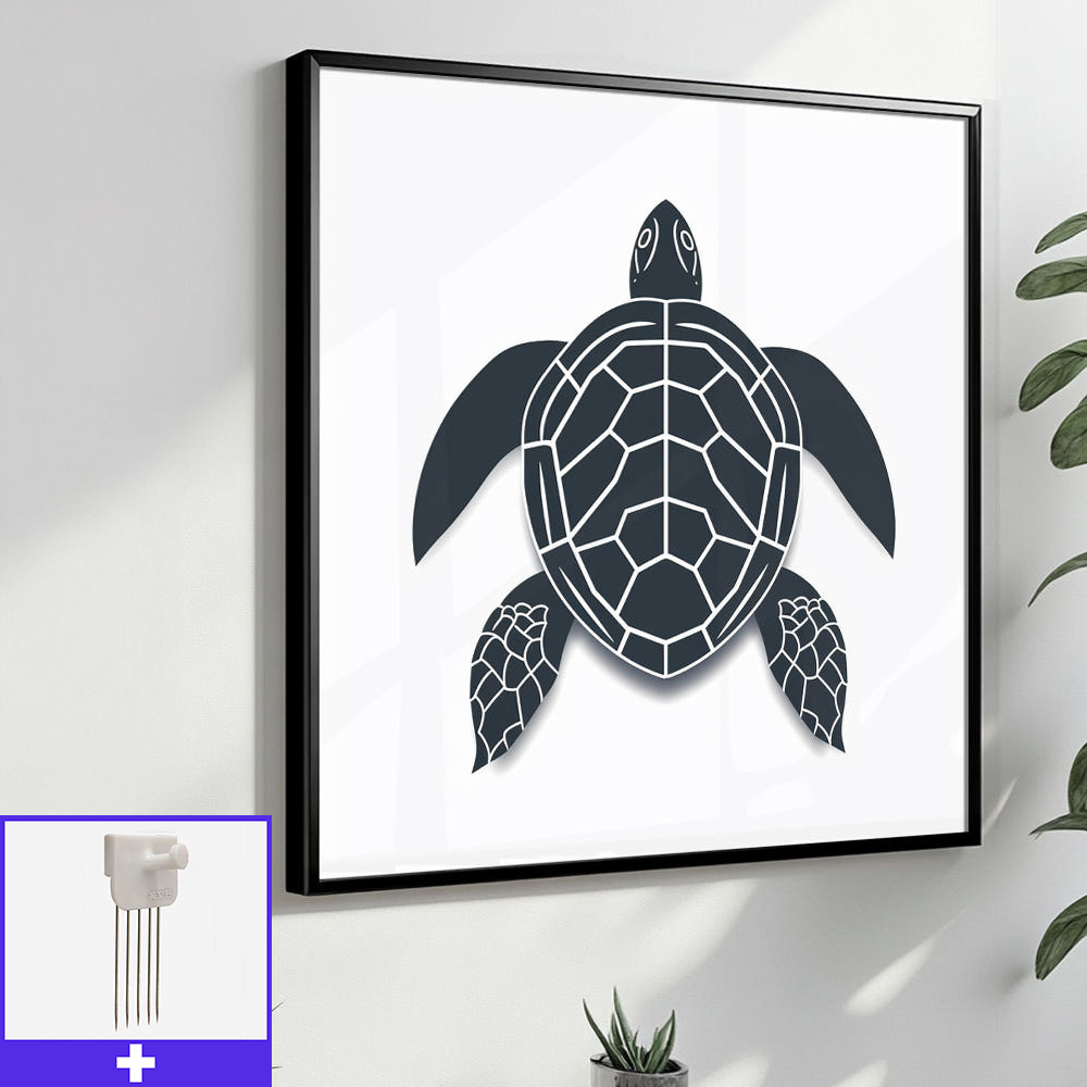 평화 거북이 45cm x 45cm 무광블랙 알루미늄액자 거북이그림 - 메인 이미지