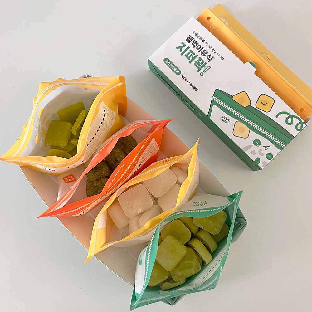 잼먹 지퍼꽉 이유식 큐브 보관함 준비물 M 24매