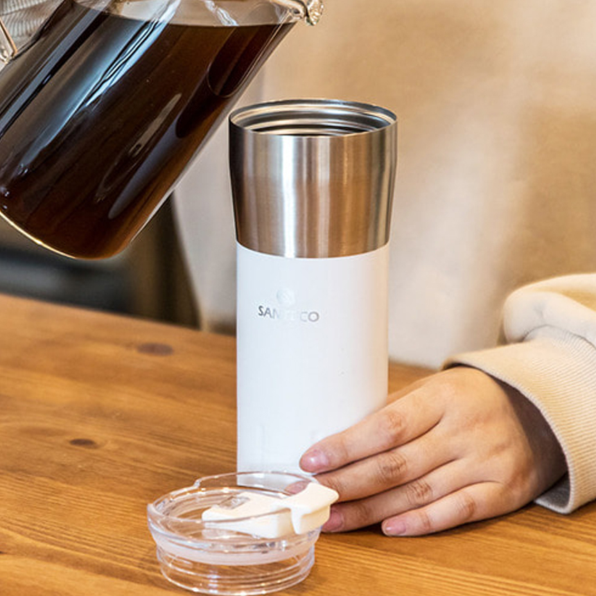 이중진공 텀블러 산테코 카리바 보온보냉 스텐 머그컵 500ml, 밀크화이트 - 상품 이미지