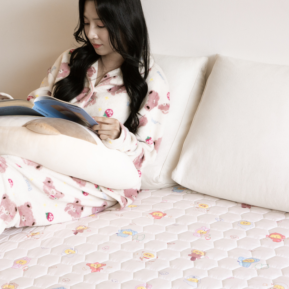 카카오 춘식이 1인용 탄소 카본매트 그래핀 전자파없는 전기매트 워셔블 전기요 싱글