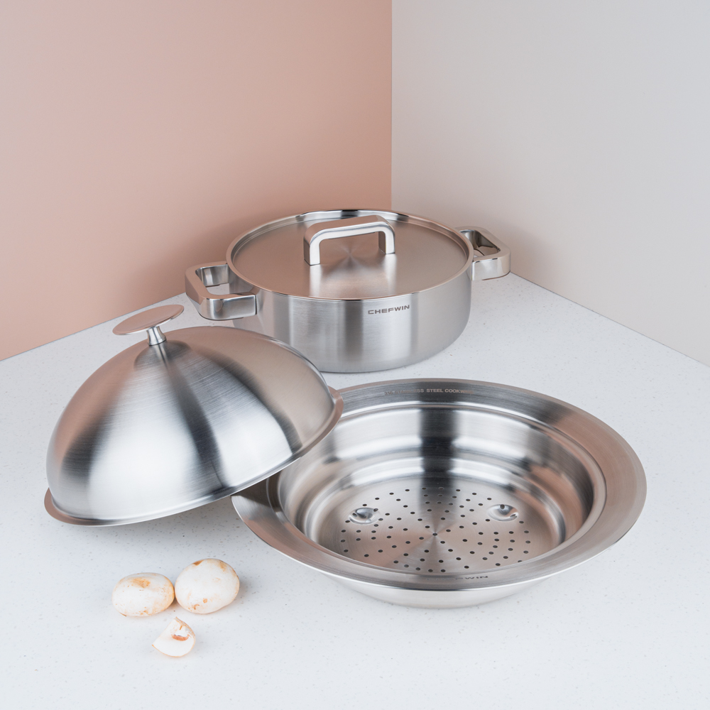 [N단독구성]쉐프윈 316 24cm 전골냄비+멀티스티머 돔뚜껑
