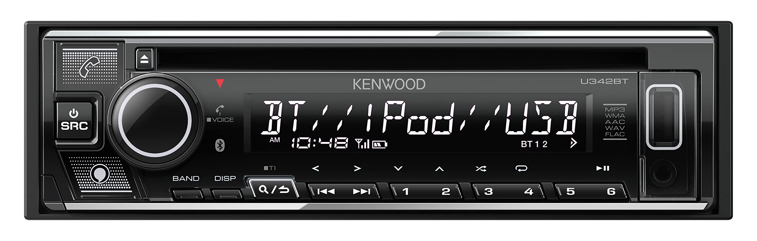 켄우드 Kenwood 자동차 블루투스 오디오 1DIN 수신기 U342BT 블랙 - 상세 이미지 2
