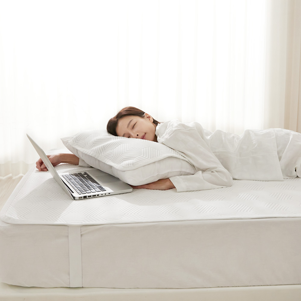 국산 항균 쿨 듀라론 냉감 베개 커버 밴딩 화이트, 소형 40X60  2P