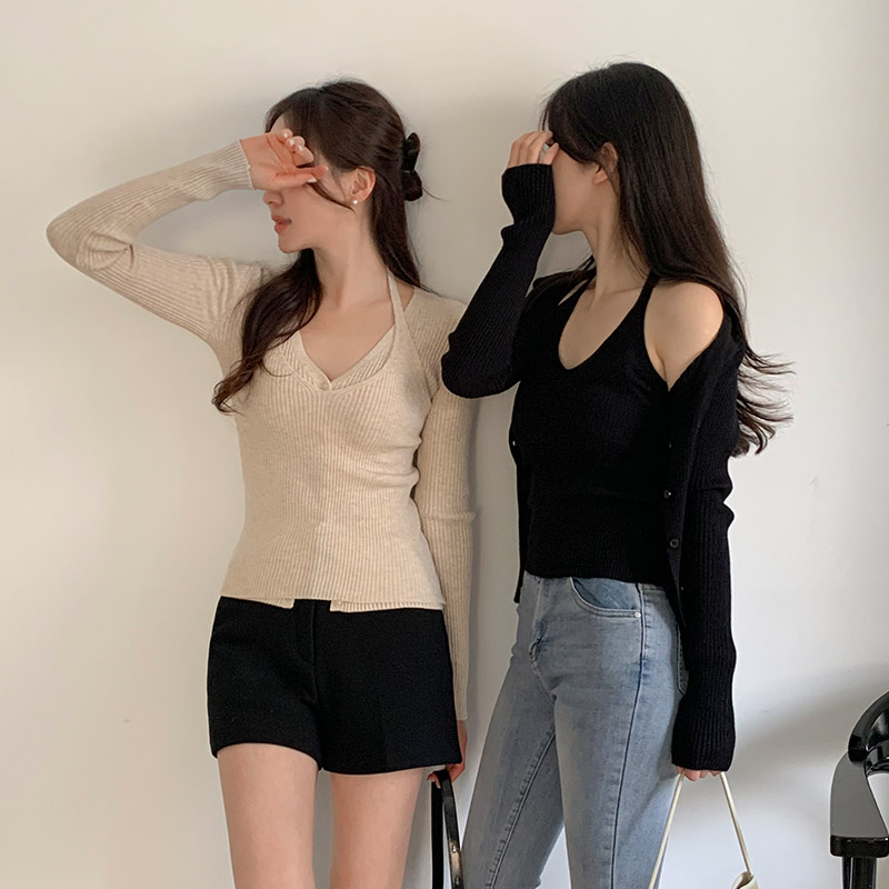오드리 골지 홀터넥 나시 가디건 세트 st2799 - 상세 이미지 4