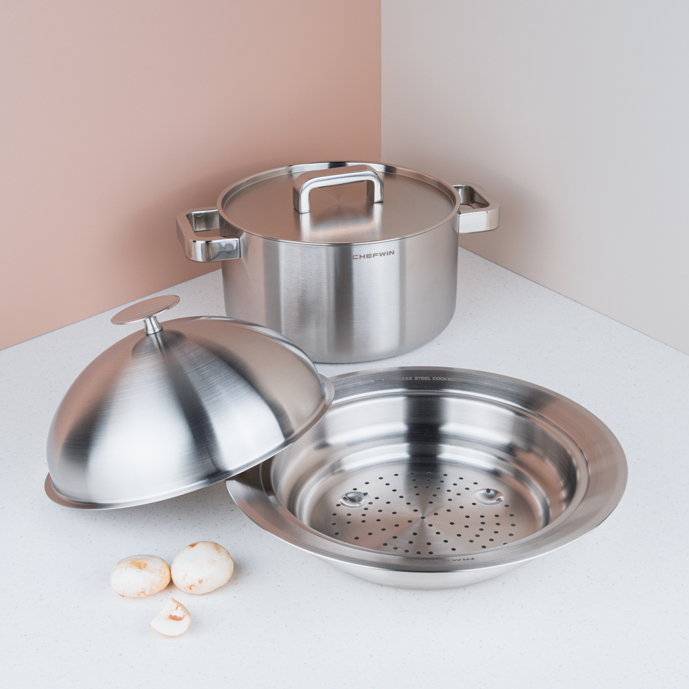 [N단독구성]쉐프윈 316 24cm 양수냄비+멀티스티머 돔뚜껑