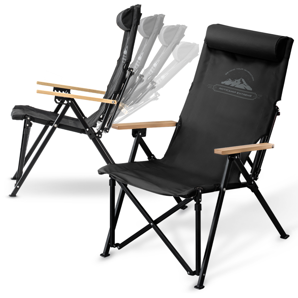로티캠프 캠핑 의자 릴렉스 체어 등받이 휴대용 각도조절 AAC-R1 블랙