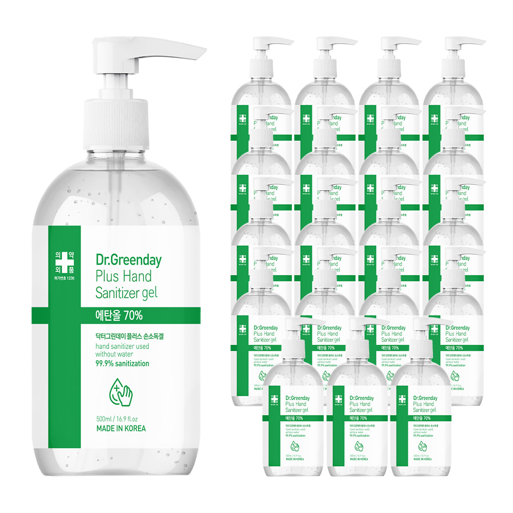 식약처허가 의약외품 닥터그린데이 젤타입 손소독제 에탄올 70% 함유 500ml, 20개 - 상품 이미지