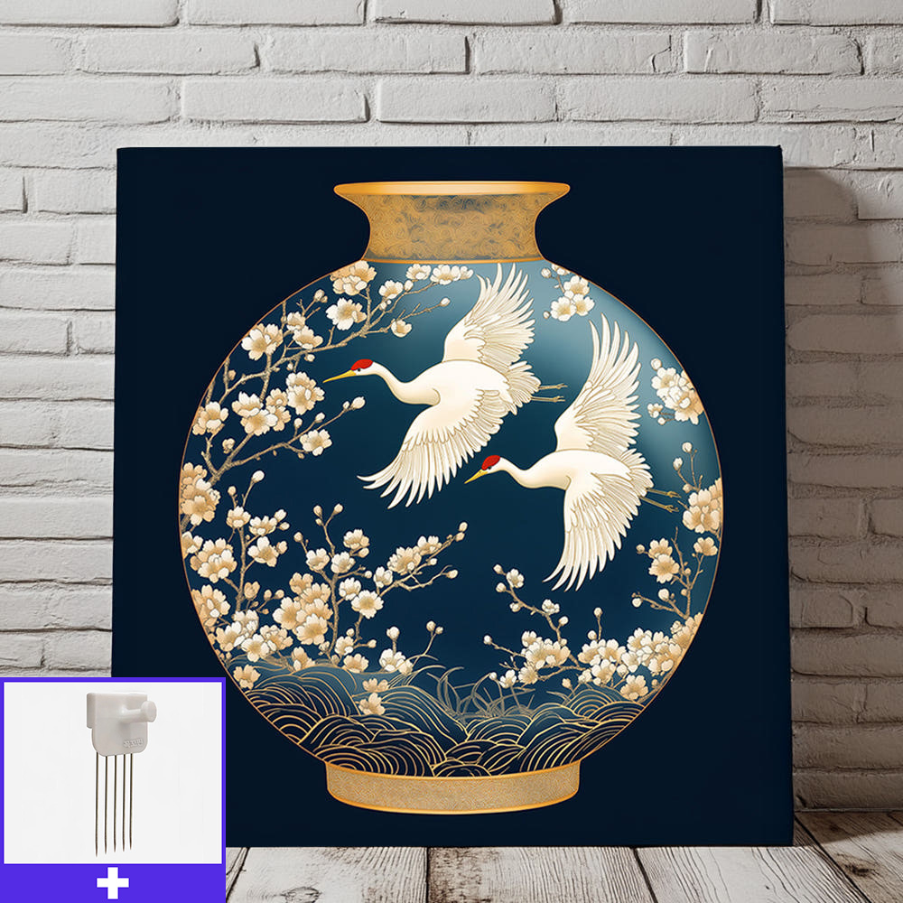 장수꽃항아리 45X45 캔버스액자 항아리그림 - 메인 이미지