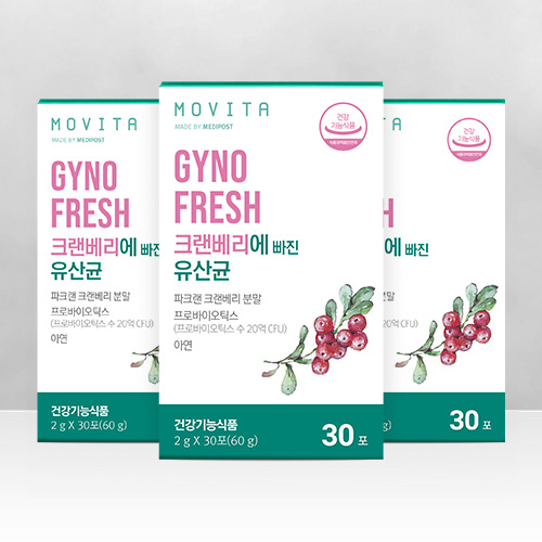 모비타 지노프레쉬 크랜베리 아연 함유 요로건강 여성유산균 30포, 3개