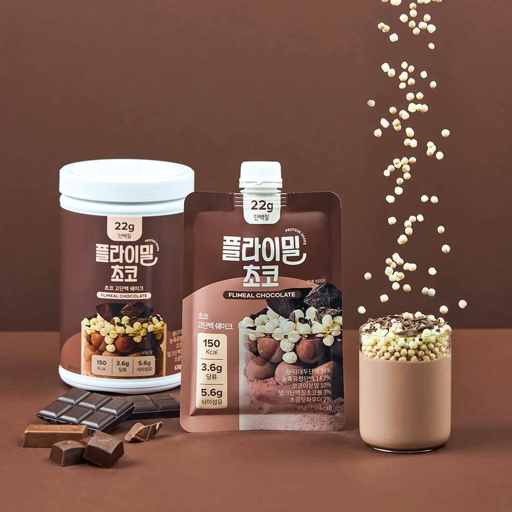 플라이밀 단백질 쉐이크 파우치 초코, 45g, 7개