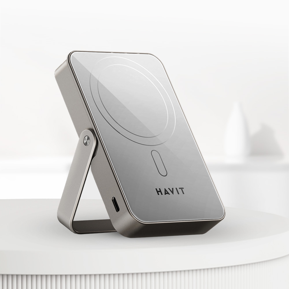 아트란 HAVIT 맥세이프 고속 무선 보조배터리 미드센추리모던디자인 10000mAh PB5222 20W C타입 거치형 스탠드 - 메인 이미지