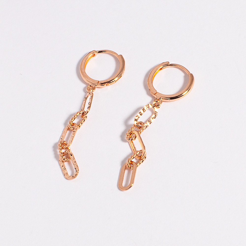 14K 18K 글로우 컷팅 클립 체인 롱 드롭 원터치 귀걸이 이미지 6