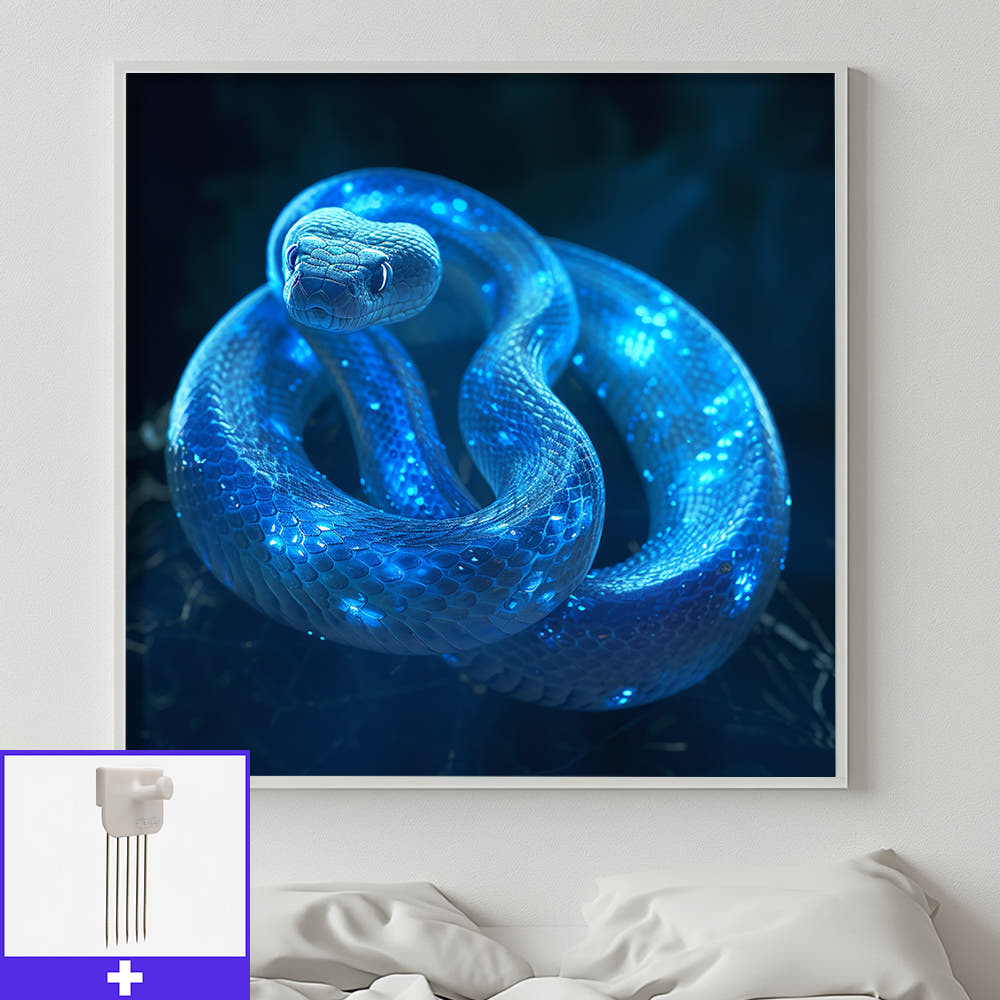 청아한 뱀 45x45cm 무광화이트 알루미늄액자 뱀그림 - 메인 이미지