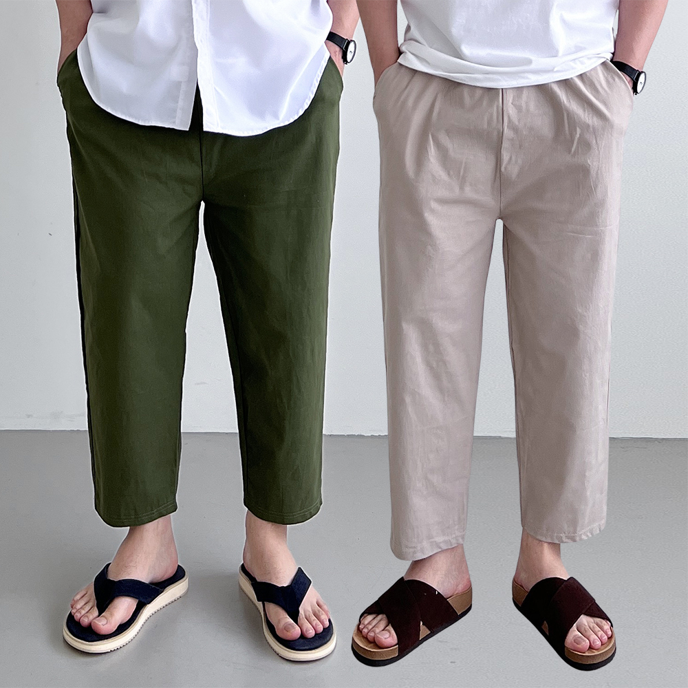 1+1 남자린넨와이드팬츠 남자린넨슬랙스 항아리바지 - 상품 이미지