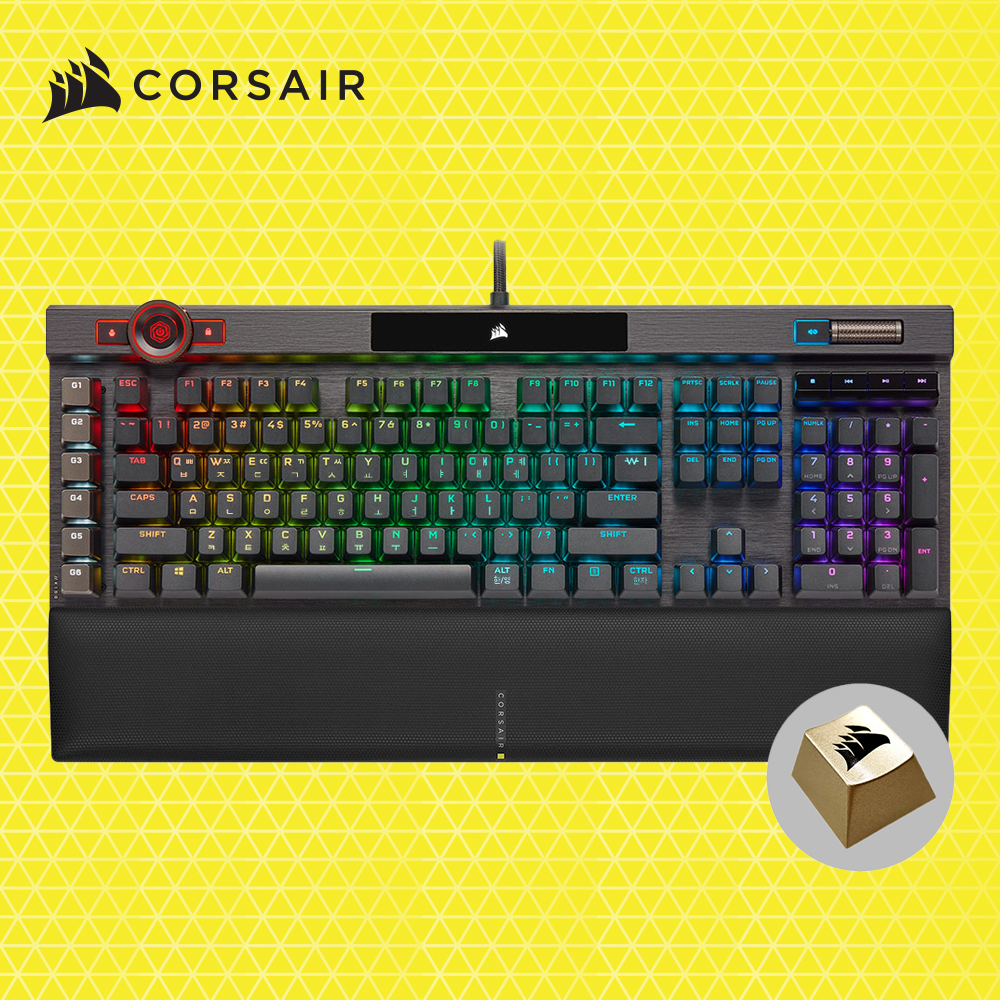 커세어 K100 RGB PBT 게이밍 기계식 키보드 은축 골드키캡 에디션 - 메인 이미지
