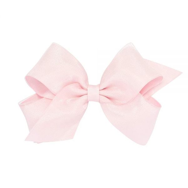 Wee Ones WeeStay 클립에 Organza 오버레이가 있는 여아용 그로그랭 헤어 리본, 미디엄, 라이트 핑크 : 뉴포티디자인