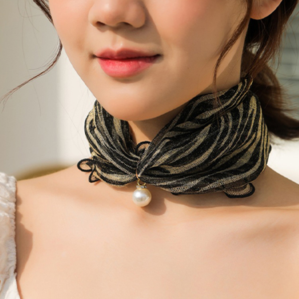 [1+1] 목주름 커버 스카프 쉬폰 진주 미니 쁘띠 목가림 간절기 - 상세 이미지 2