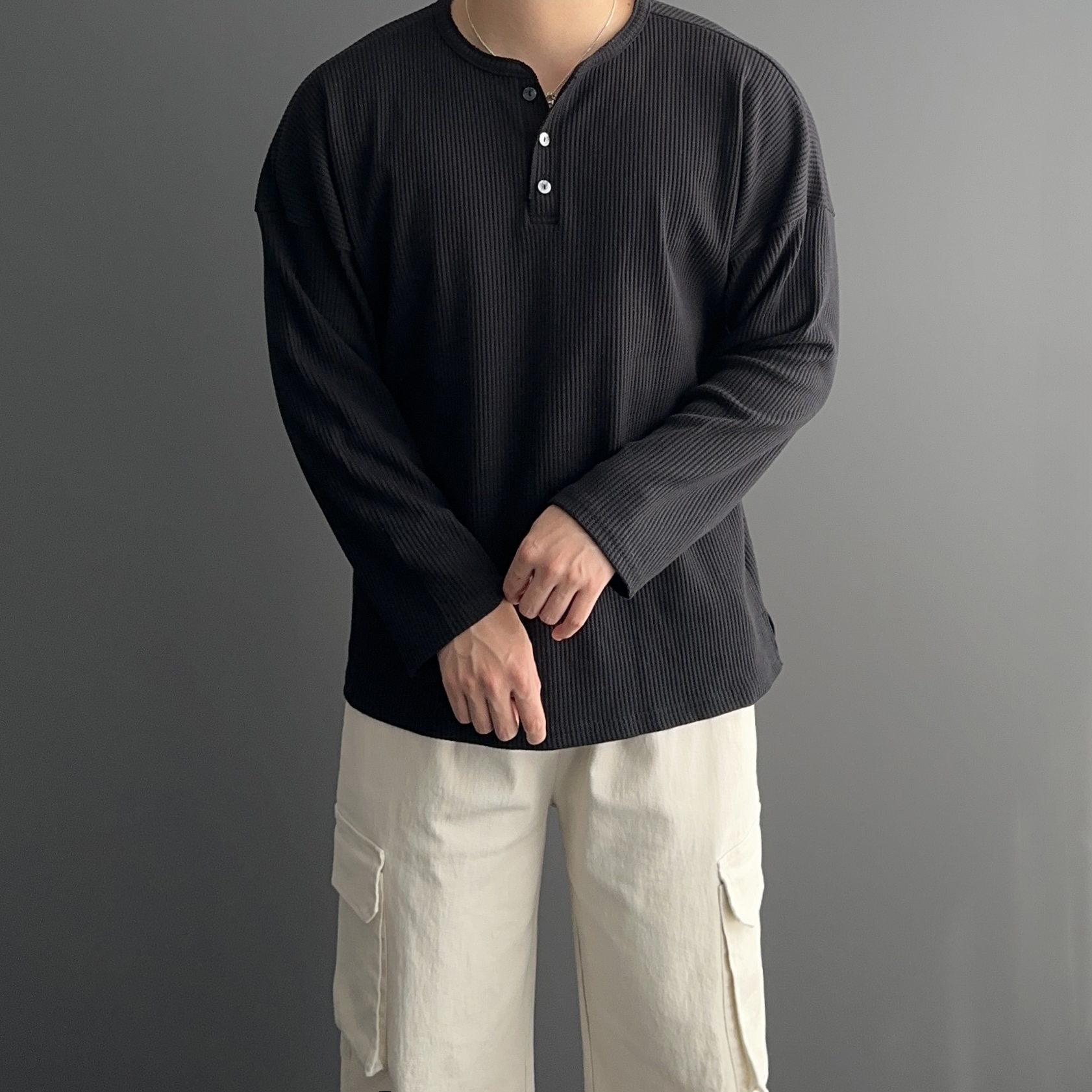 헨리넥 헨리넥긴팔 와플헨리넥 - 상품 이미지