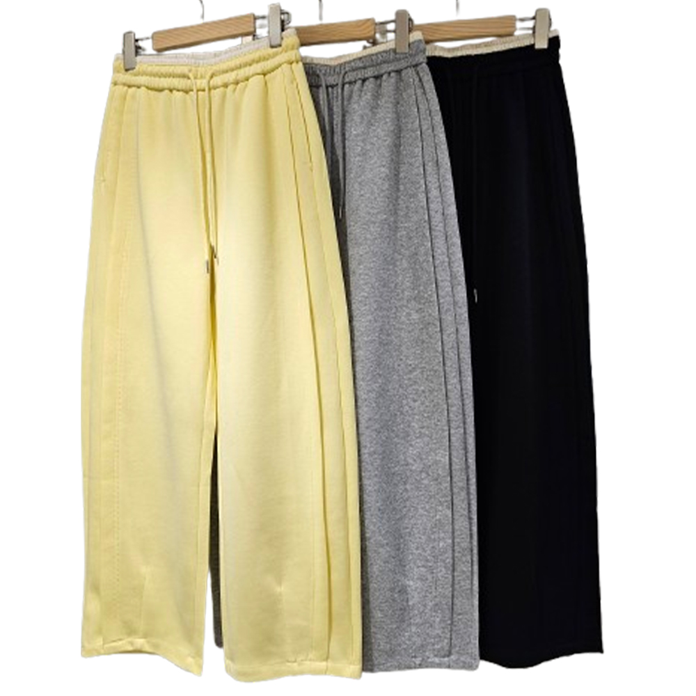 핀턱 와이드팬츠 면 밴딩 통바지 할인 - 상품 이미지