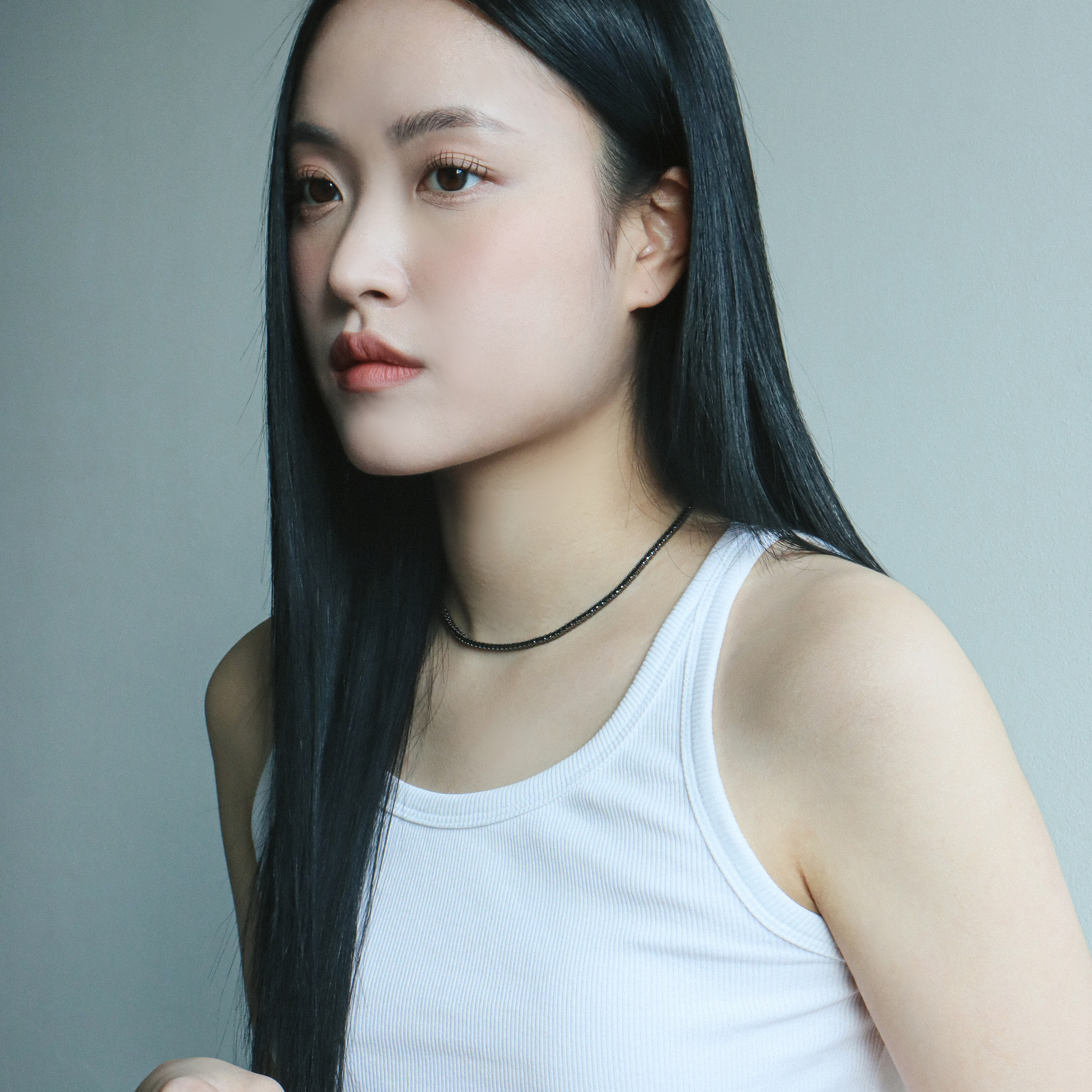 2.5mm 블랙 라운드 테니스목걸이 - 상세 이미지 4