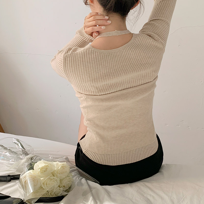 오드리 골지 홀터넥 나시 가디건 세트 st2799 - 상세 이미지 2