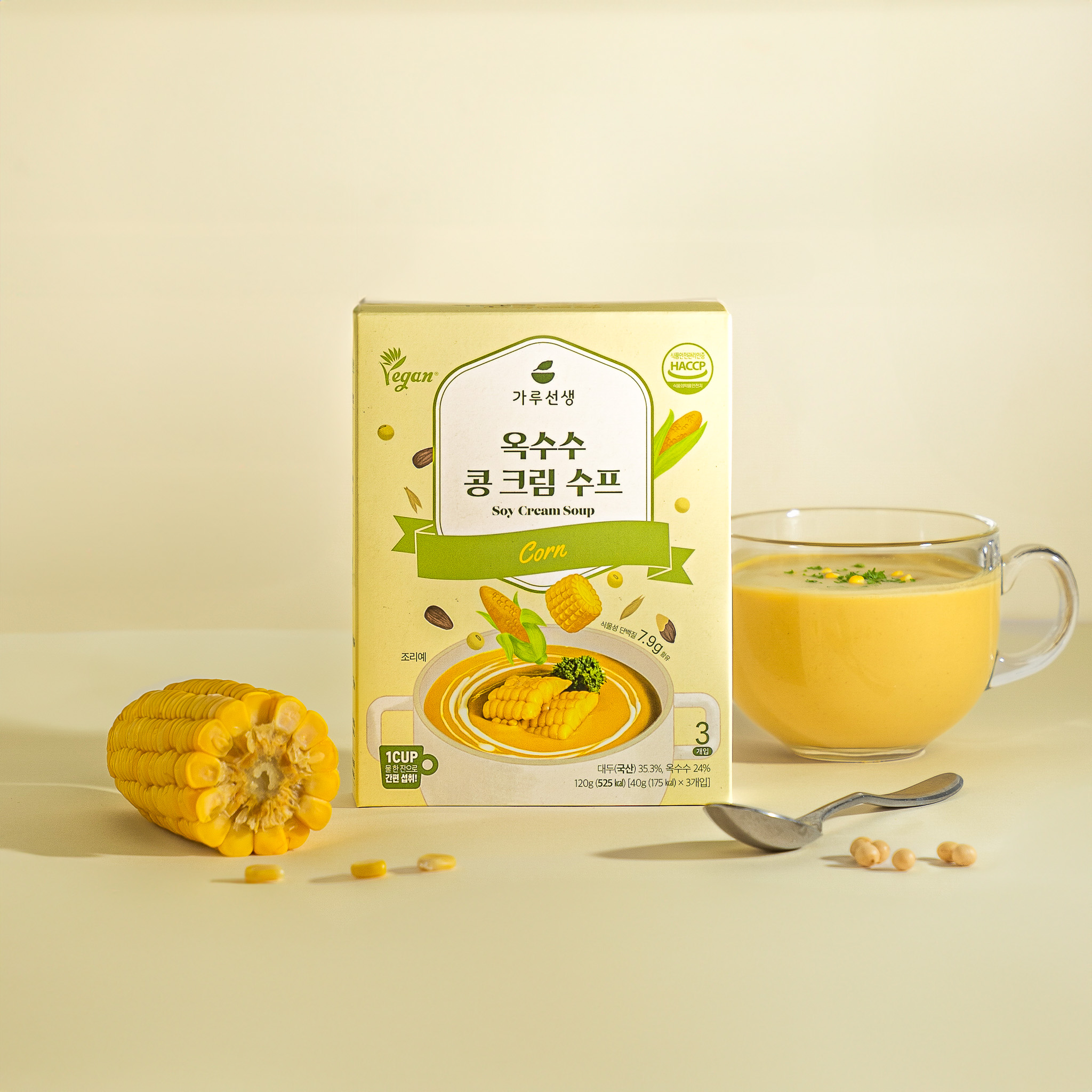 가루선생 콩 크림 수프 순 식물성 비건 스프 가루 옥수수콘, 120g, 1개 - 상품 이미지