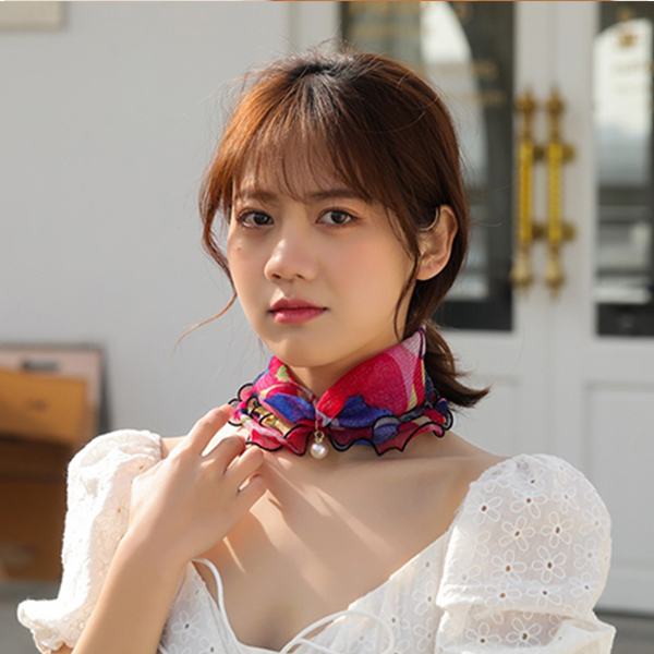 [1+1] 목주름 커버 스카프 쉬폰 진주 미니 쁘띠 목가림 간절기 - 상세 이미지 3
