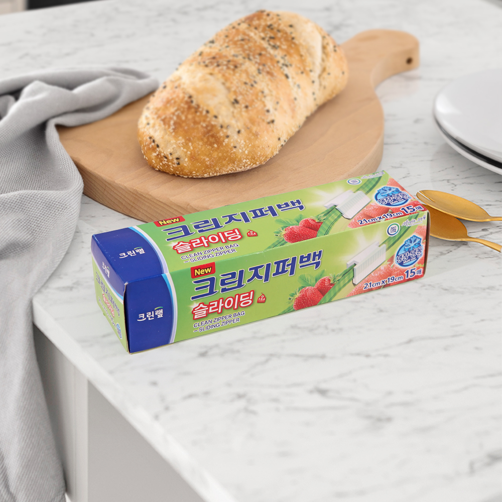 크린랩 슬라이딩 지퍼백 소(21x19) 15매 간편지퍼백