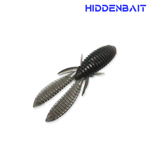 히든베이트 카르포 호그웜 배스루어 소프트베이트 H006 GRAY RED BLACK, 9cm - 상품 이미지