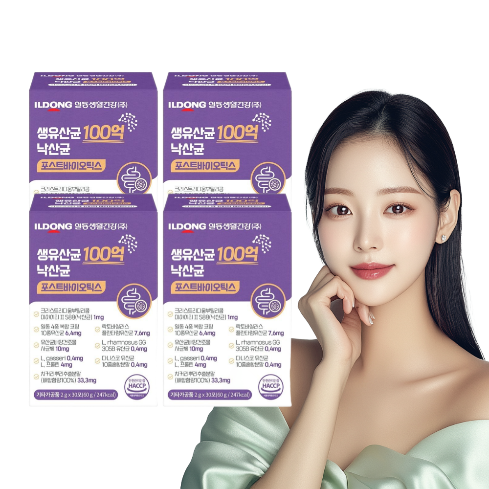 일동 생유산균 100억 낙산균 포스트바이오틱스 30포, 4개 - 상품 이미지
