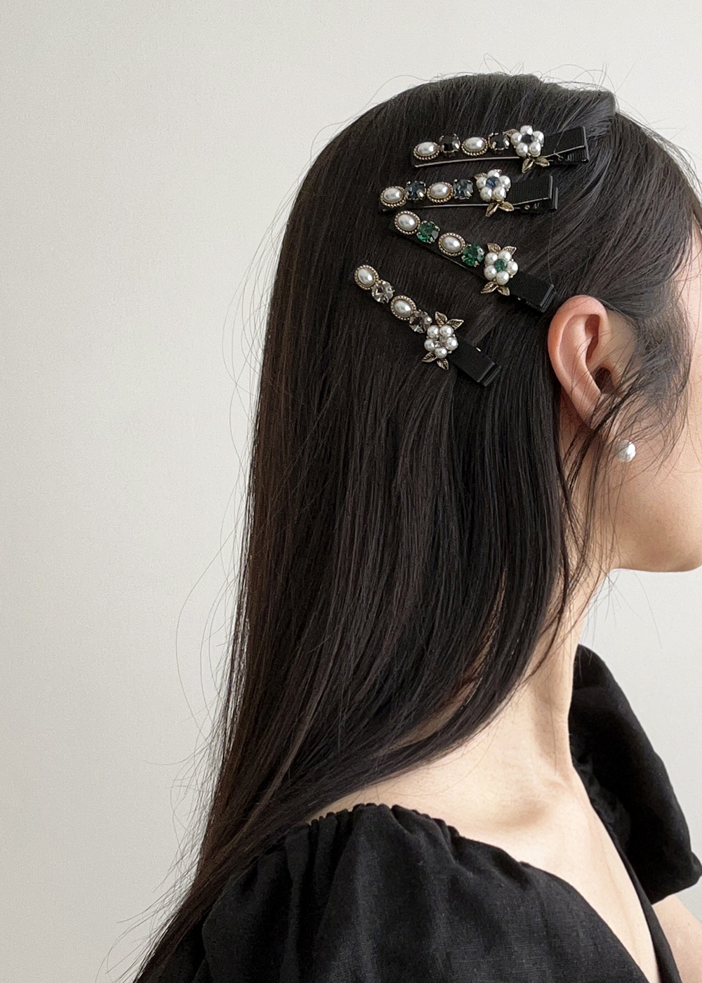 루드 진주 플라워 헤어집게핀 L25SSAC20