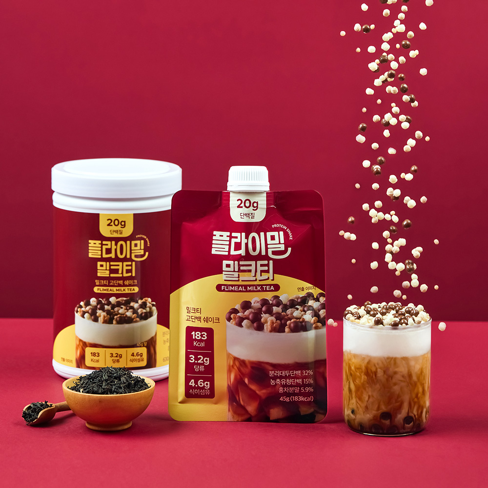 플라이밀 단백질 쉐이크 파우치 밀크티, 45g, 7개