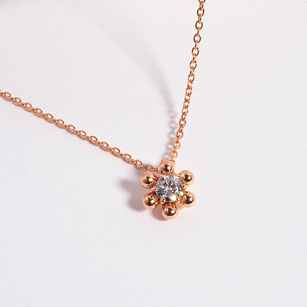 1부 3.5mm 천연 다이아 코스모스 플라워 꽃 데일리 목걸이 (현대,우신 감정서) - 메인 이미지